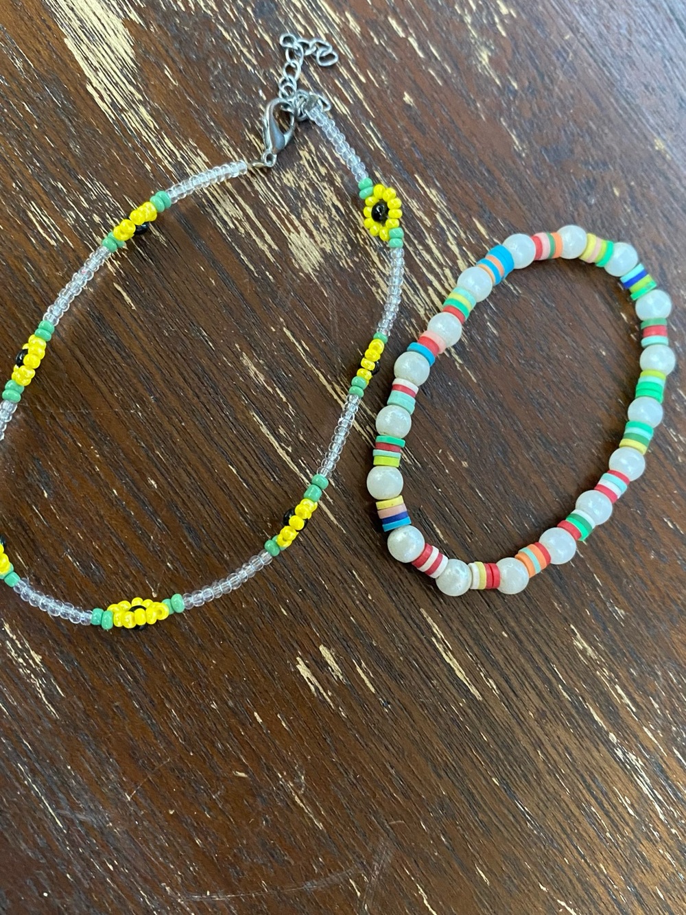 Yellow Beaded Kids Necklace and Multicolor Bracelet Set
